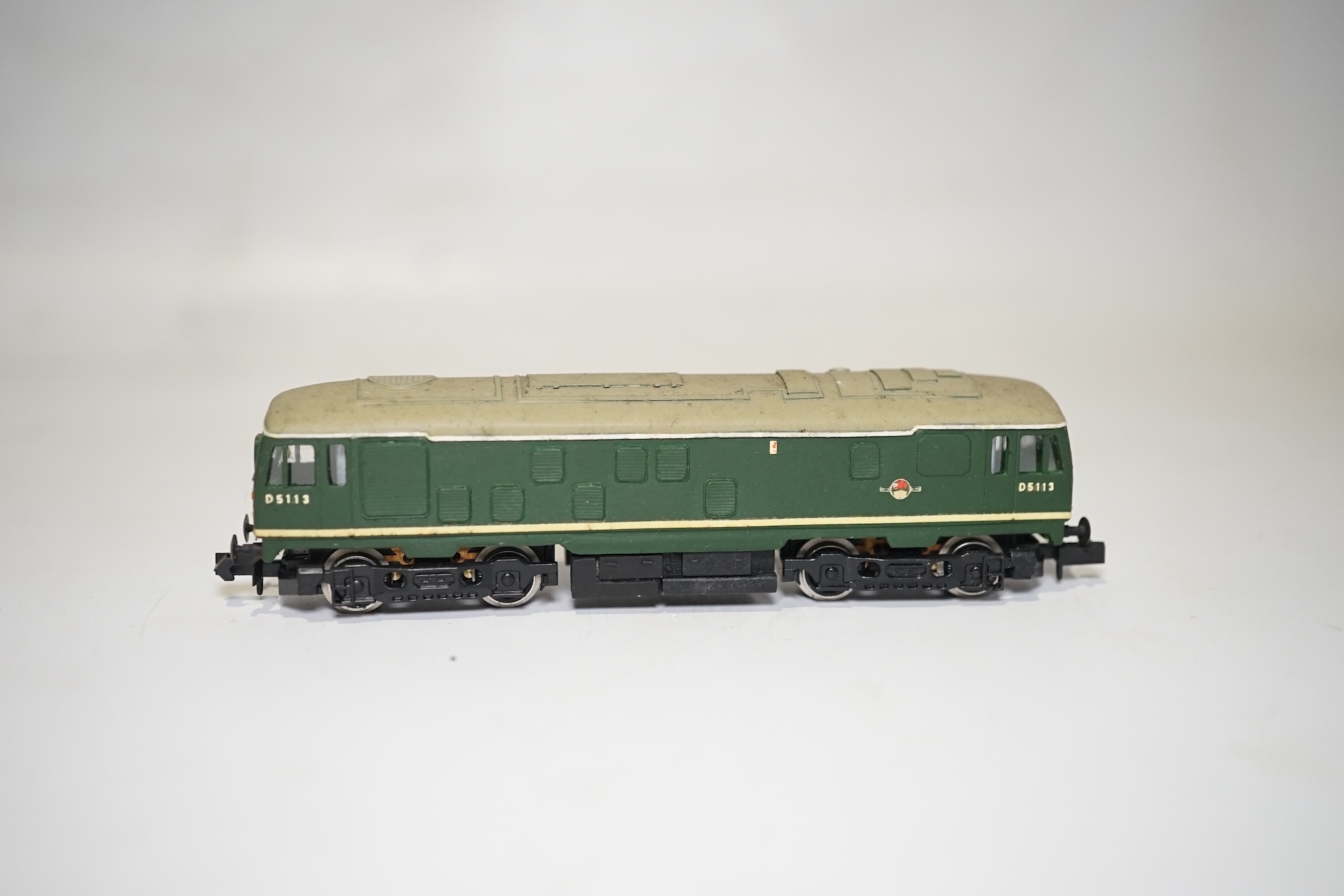 Two boxed Silver Fox Models N gauge BR Class 24 Bo-Bo diesel locomotives in dark green livery, D5078 and D5113. Condition - good.